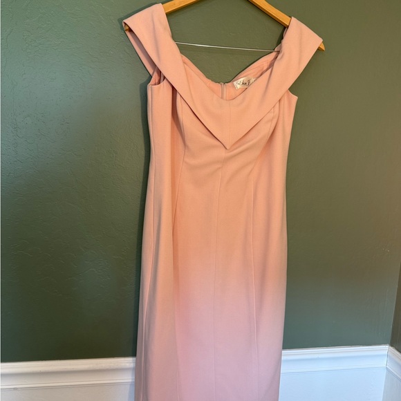 Eliza J Blush Pink Off-Shoulder Foldover Neckline Sheath Dress Size 8P - Picture 1 of 3